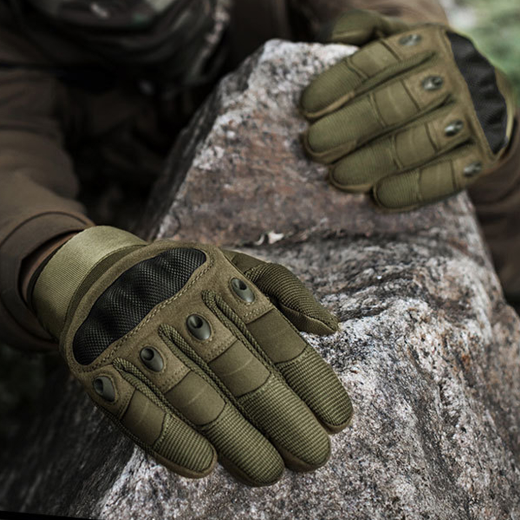 Mesh tactical gloves olive green half finger and full finger product view