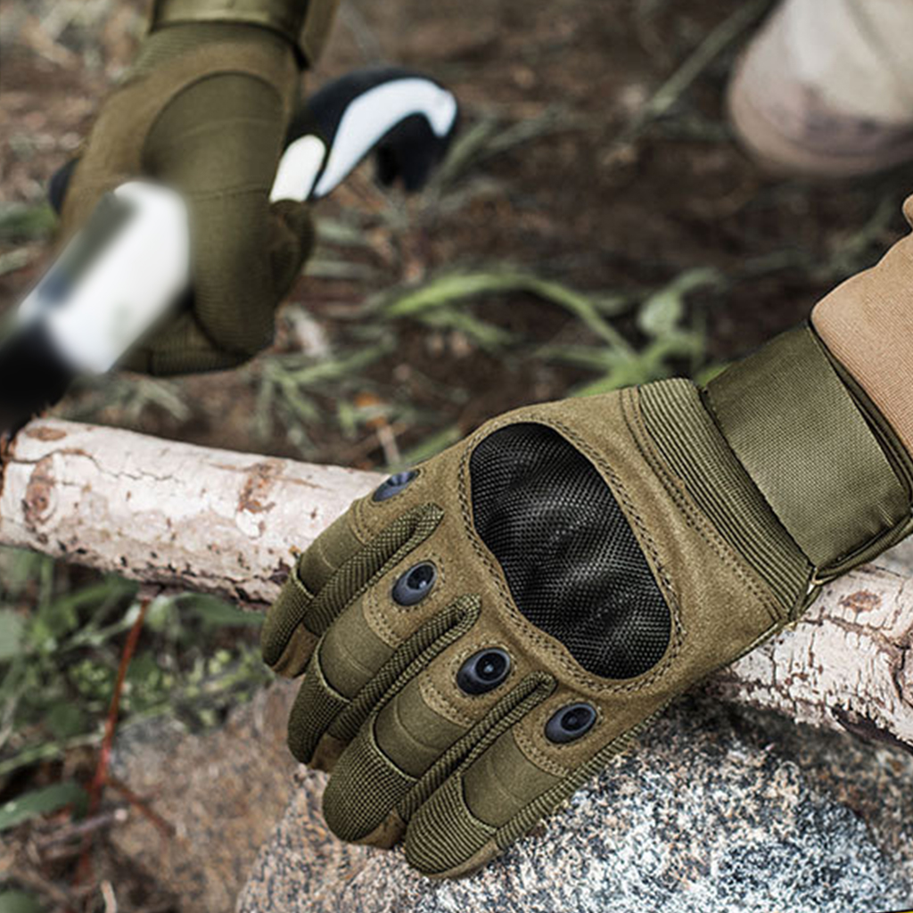 Custom tactical mesh gloves hard knuckle protection close-up