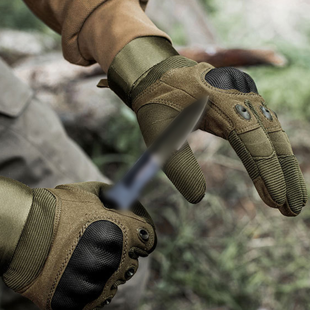 Breathable mesh tactical gloves palm grip and wrist closure detail