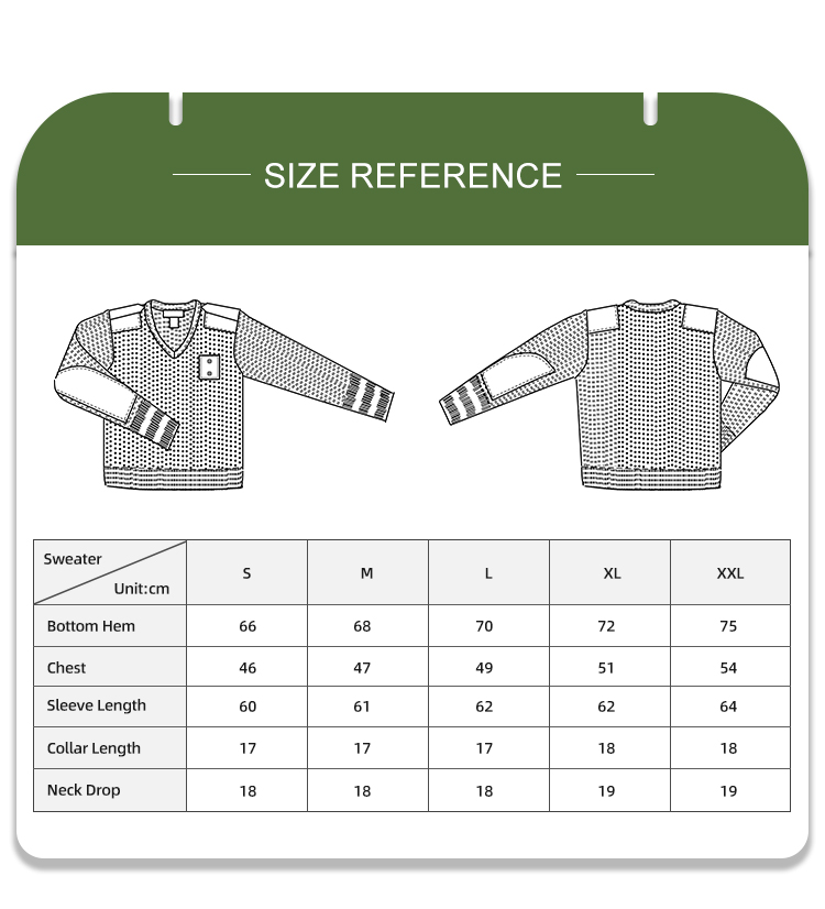Military camouflage sweater shoulder loop chest pocket and bulk procurement detail