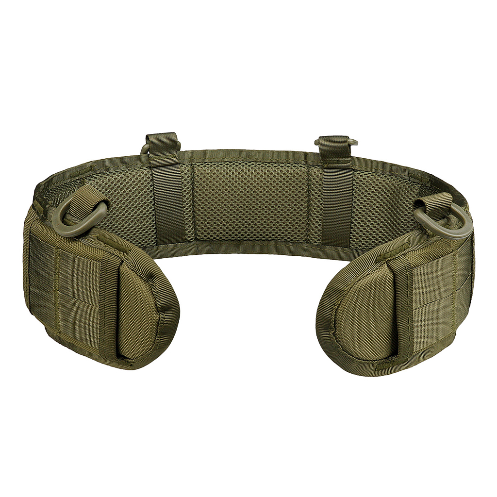 Custom padded MOLLE battle belt rear support view