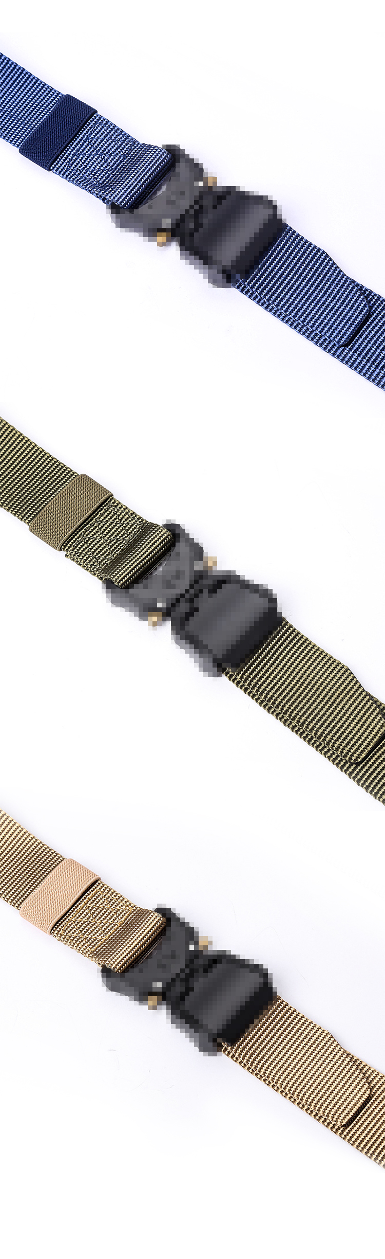 Custom narrow tactical belt multi color product display