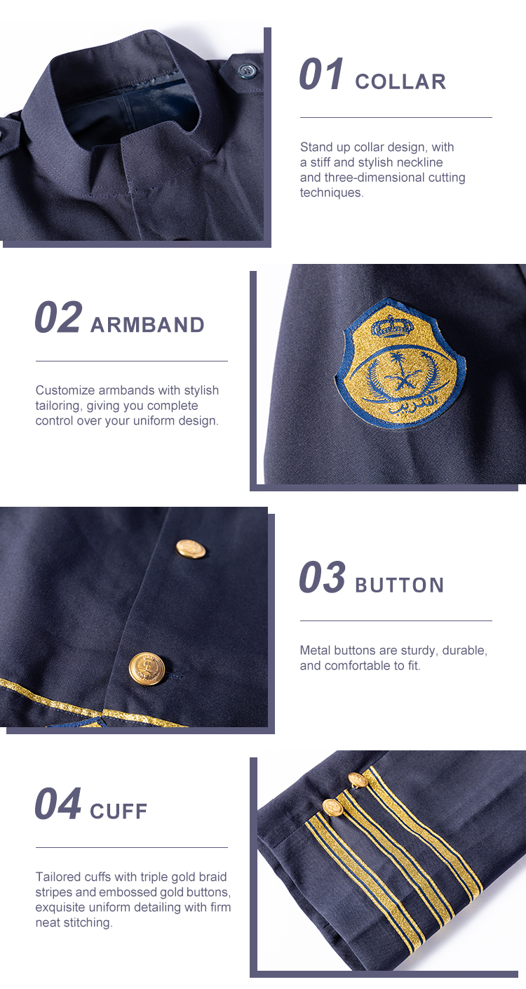 Ceremonial dress jacket collar armband button and cuff details