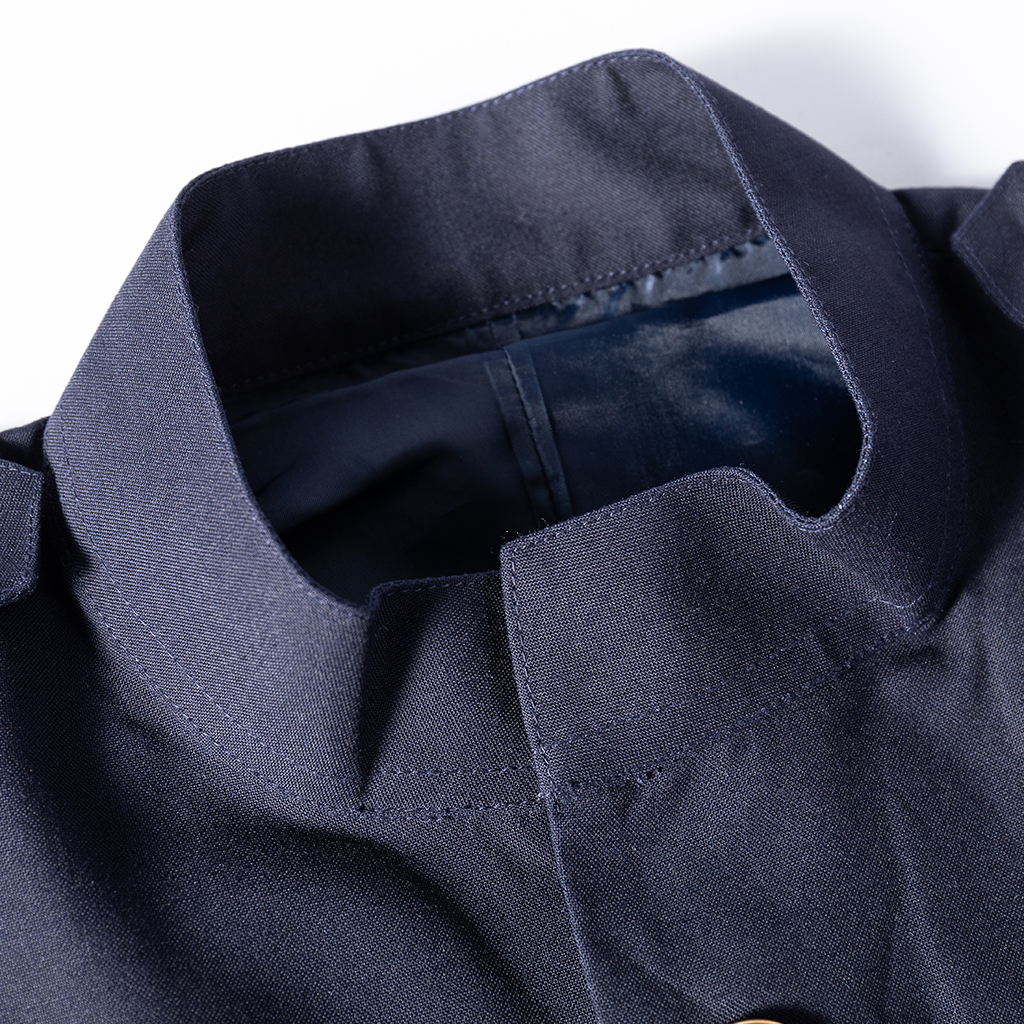 Navy ceremonial dress jacket stand collar detail