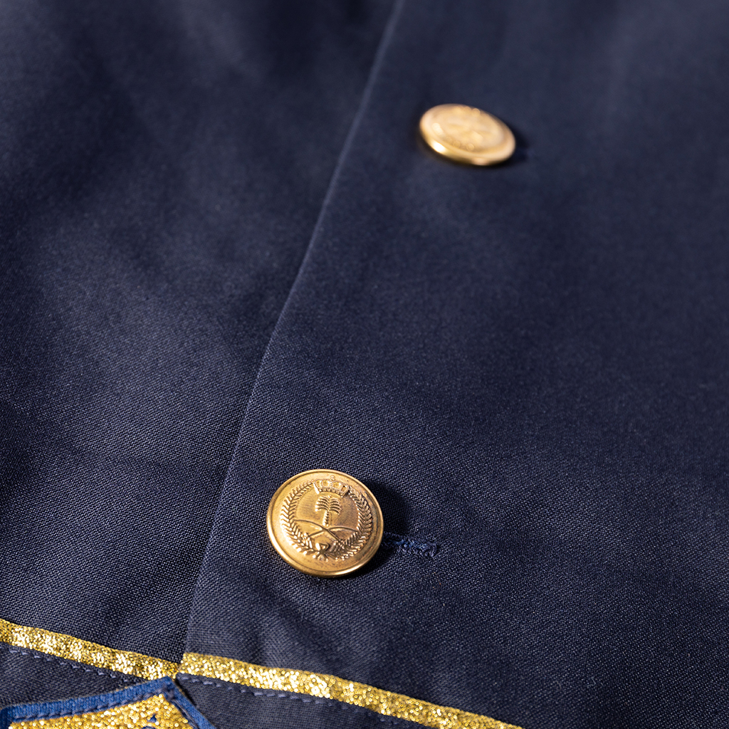 Navy ceremonial dress jacket gold metal button detail