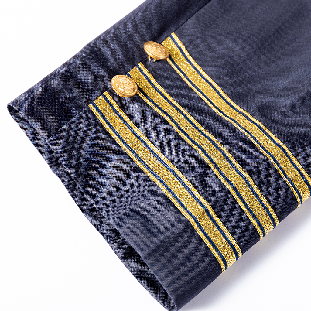 Ceremonial dress jacket cuff stripe and button detail