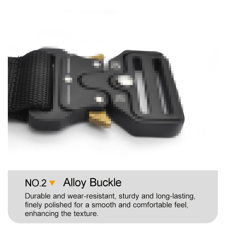 Custom tactical belt alloy buckle construction detail