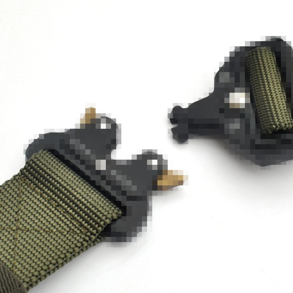 Quick release tactical belt buckle close-up