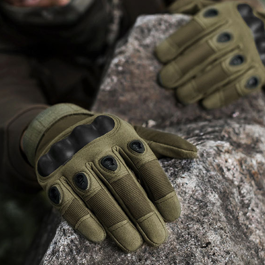 Custom tactical full finger gloves Type B knuckle shell close-up