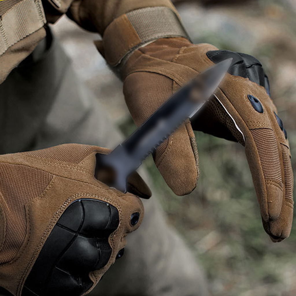 Tactical gloves olive green hard knuckle protection detail