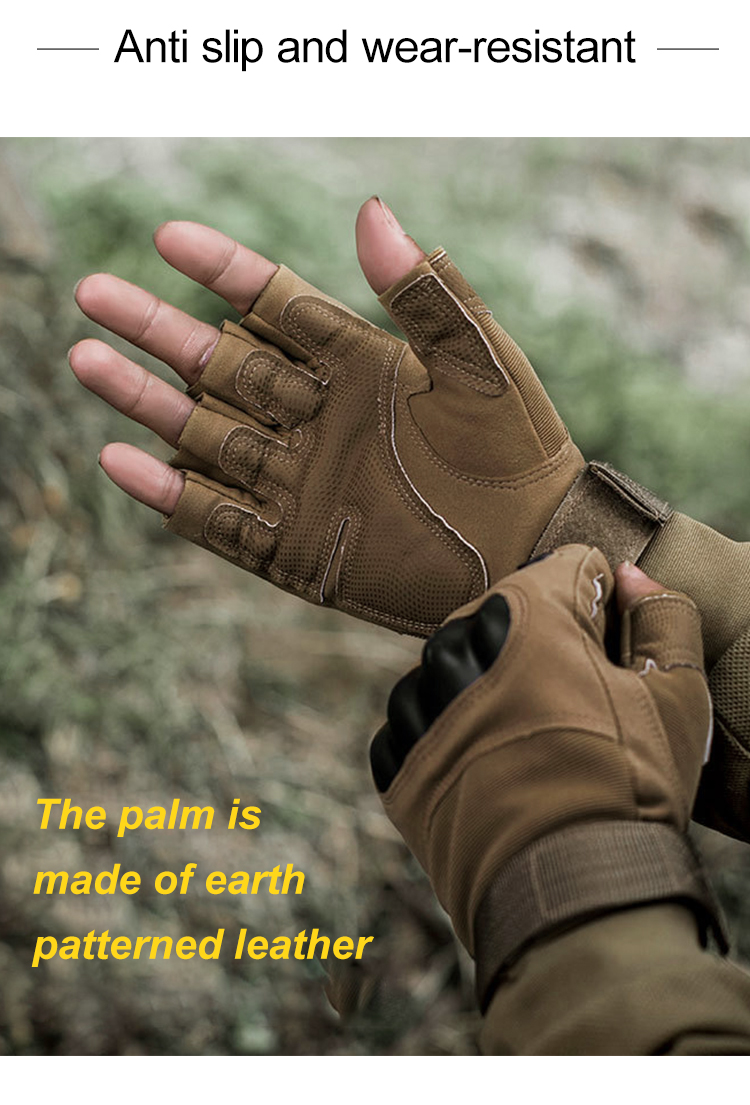 Tactical half finger gloves material specification and construction detail