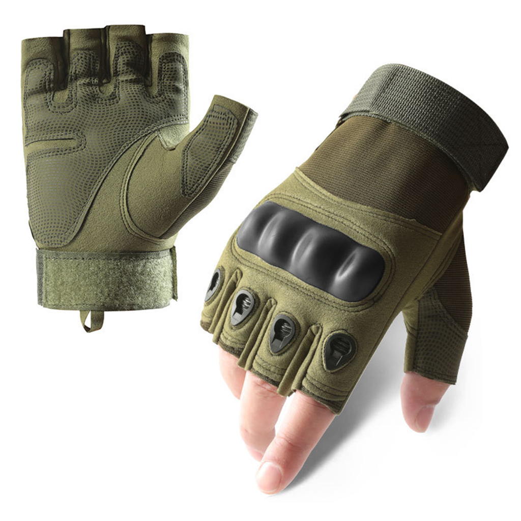 Half finger tactical gloves olive green product view
