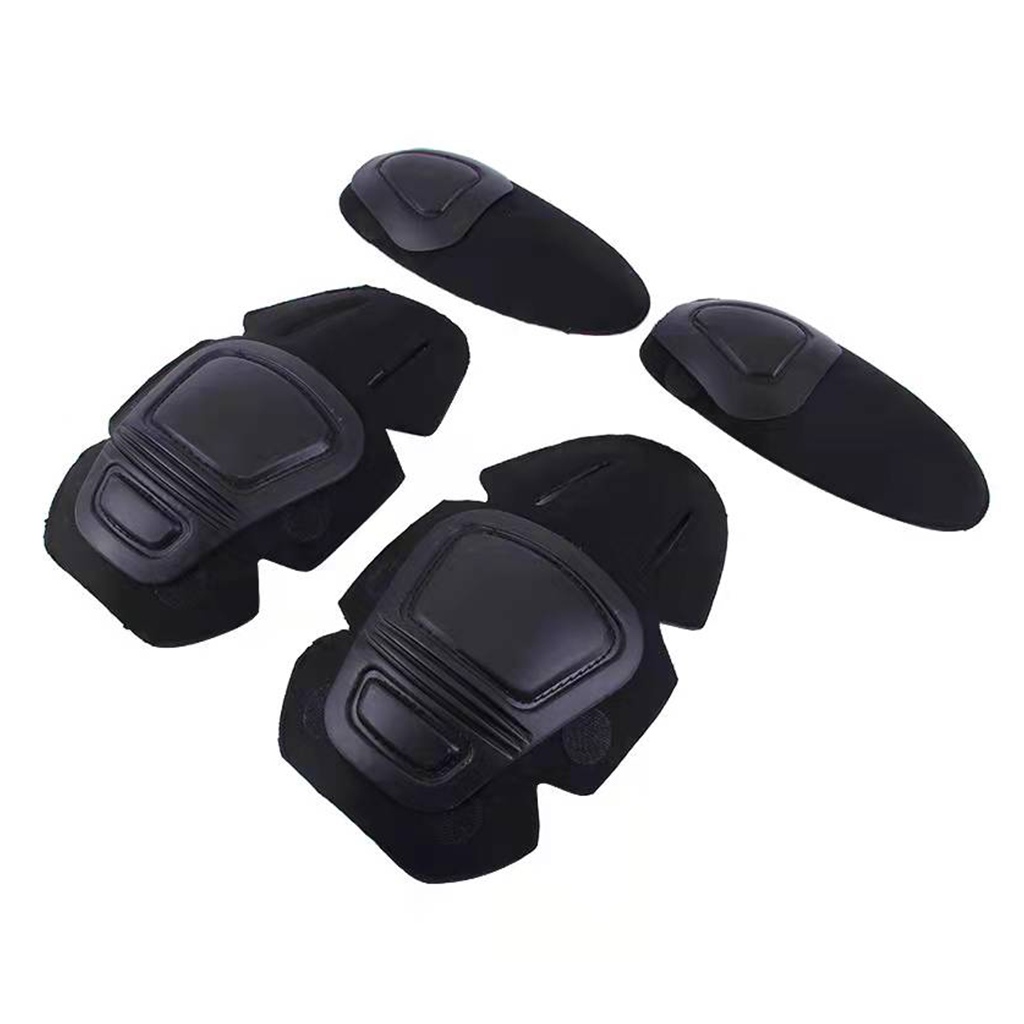 Black tactical knee and elbow pads set with hard shell protection