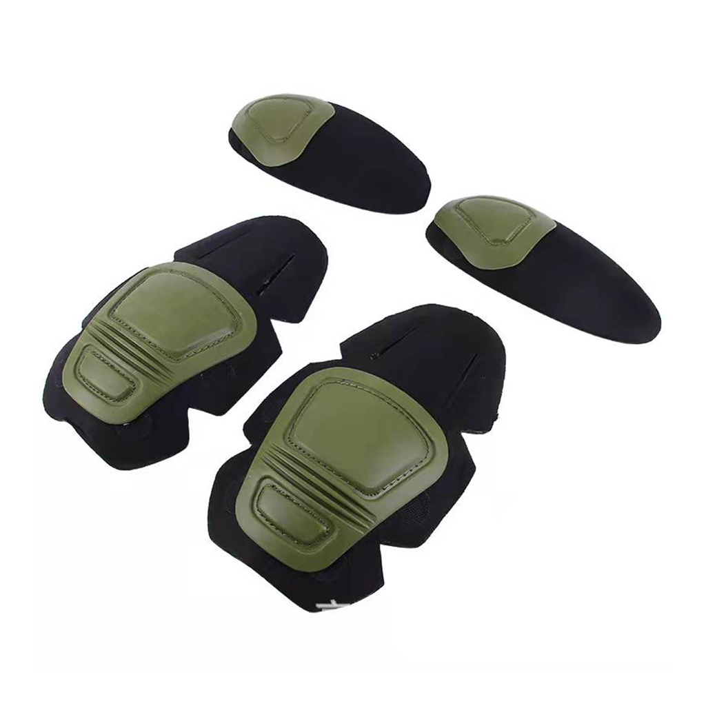 Adjustable black tactical knee pads and elbow pads for field gear