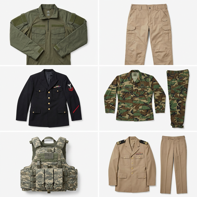 Combat uniform product range and customization examples